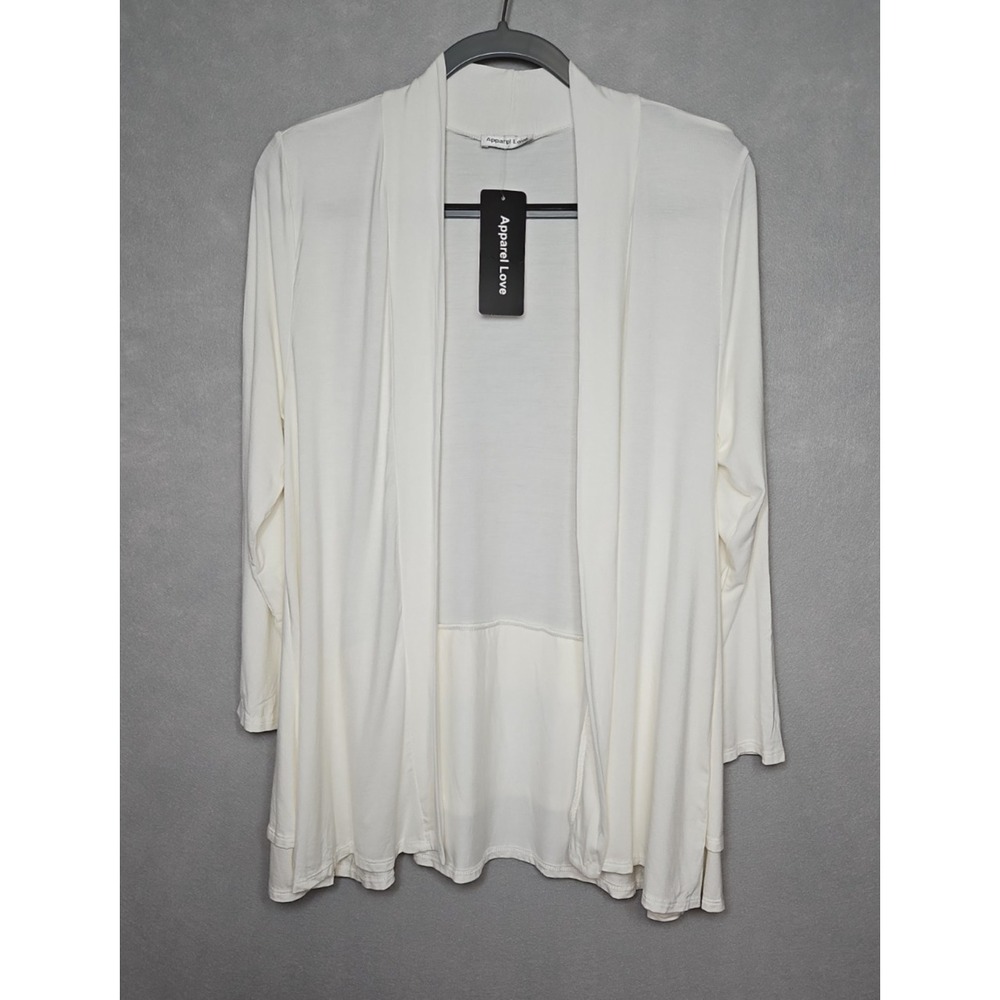 Apparel Love Womens White Open Front Lightweight Cardigan Size‎ Medium NWT